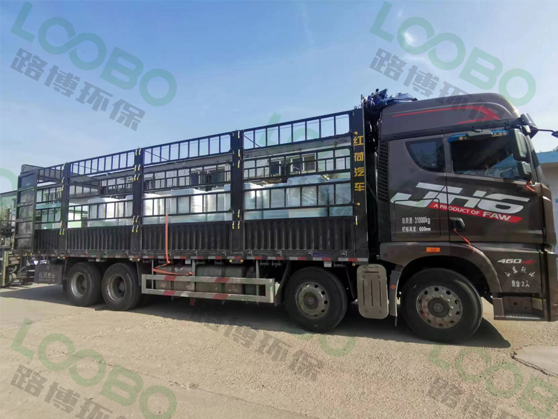 編號LB-XZ移動式焊接煙塵凈化器，裝車啟程，發(fā)往江蘇